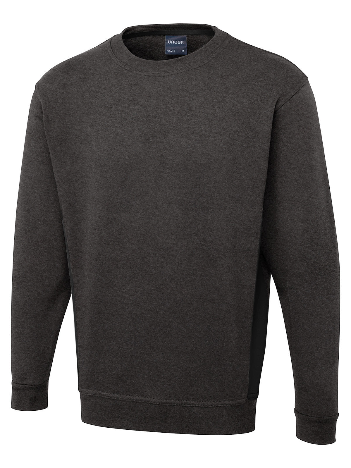 Two Tone Crew Neck Sweatshirt - UC217 - Charcoal Black - Customisable Sweatshirts