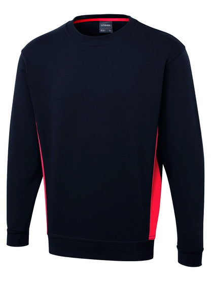 Two Tone Crew Neck Sweatshirt - UC217 - Navy Red - Customisable Sweatshirts
