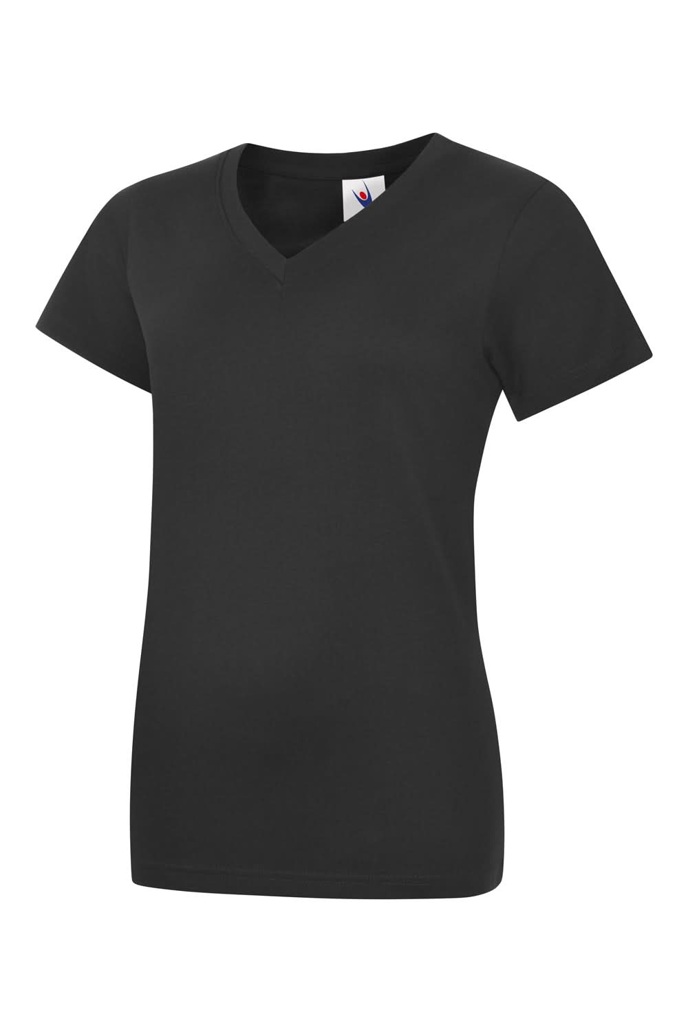 Uneek Ladies Classic V Neck T Shirt UC319 - Black - Customisable T-Shirts