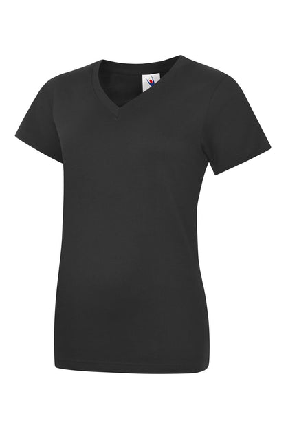 Uneek Ladies Classic V Neck T Shirt UC319 - Black - Customisable T-Shirts