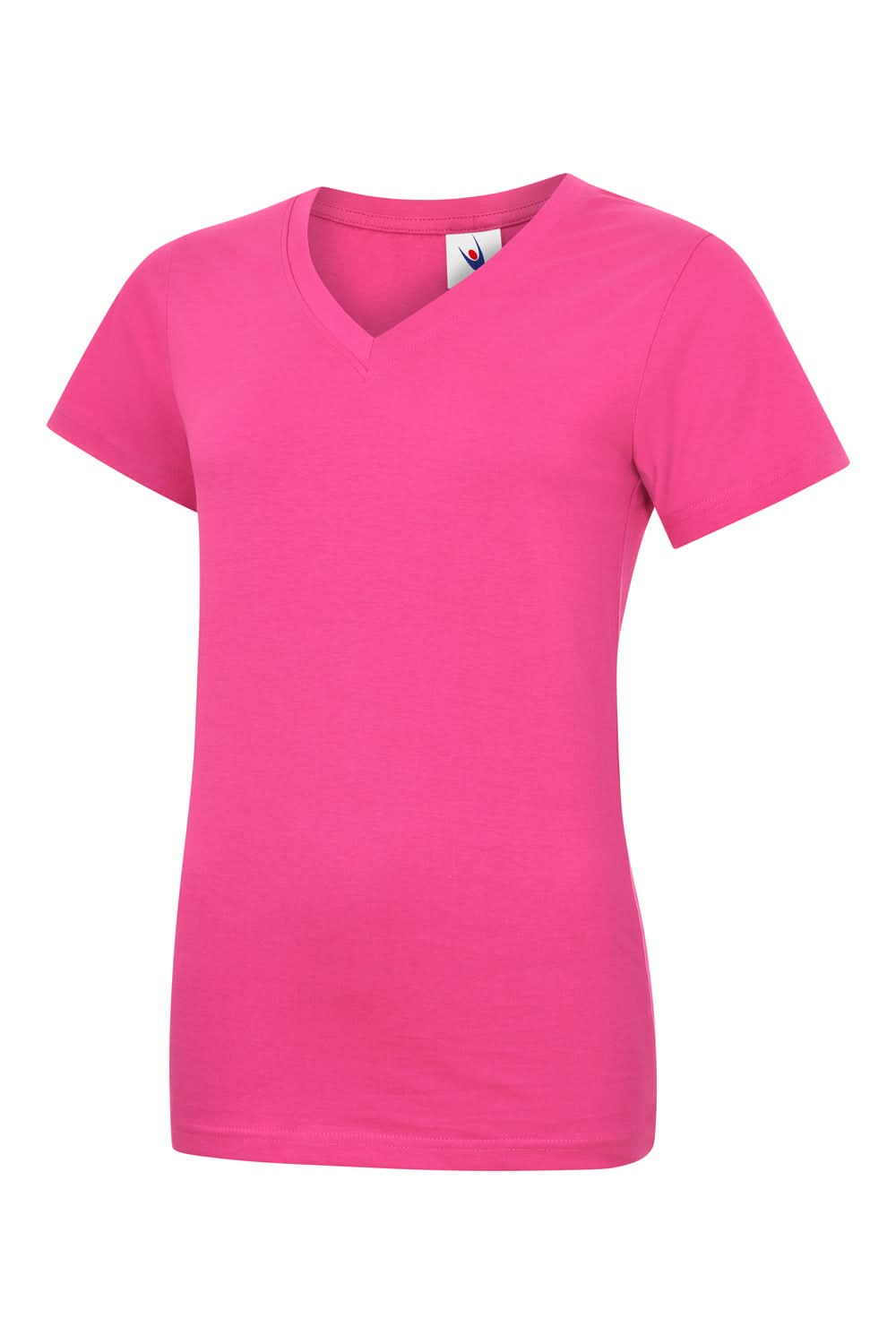 Uneek Ladies Classic V Neck T Shirt UC319 - Hot Pink - Customisable T-Shirts