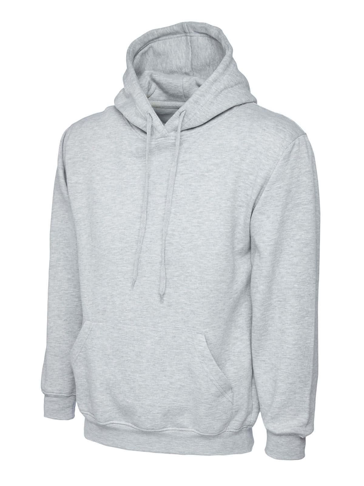 Uneek Classic Hooded Sweatshirt Heather Grey UC502 - Heather Grey - Customisable Sweatshirts