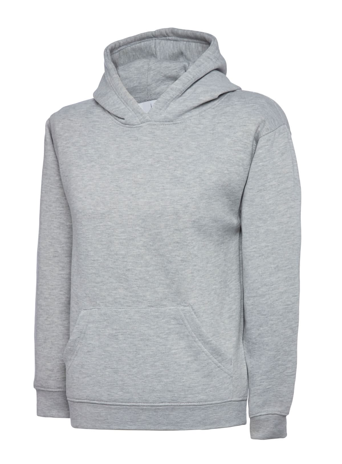 Uneek Childrens Classic Hooded Sweatshirt Heather Grey UC503 - Heather Grey - Customisable Sweatshirts