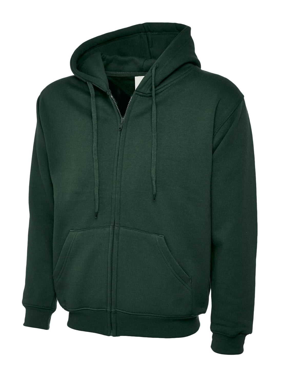 Uneek Adults Classic Full Zip Hooded Sweatshirt UC504 - Bottle Green - Customisable Sweatshirts
