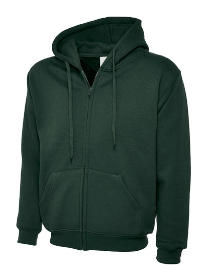 Adults Classic Full Zip Hooded Sweatshirt - UC504 - Bottle Green - Customisable Sweatshirts