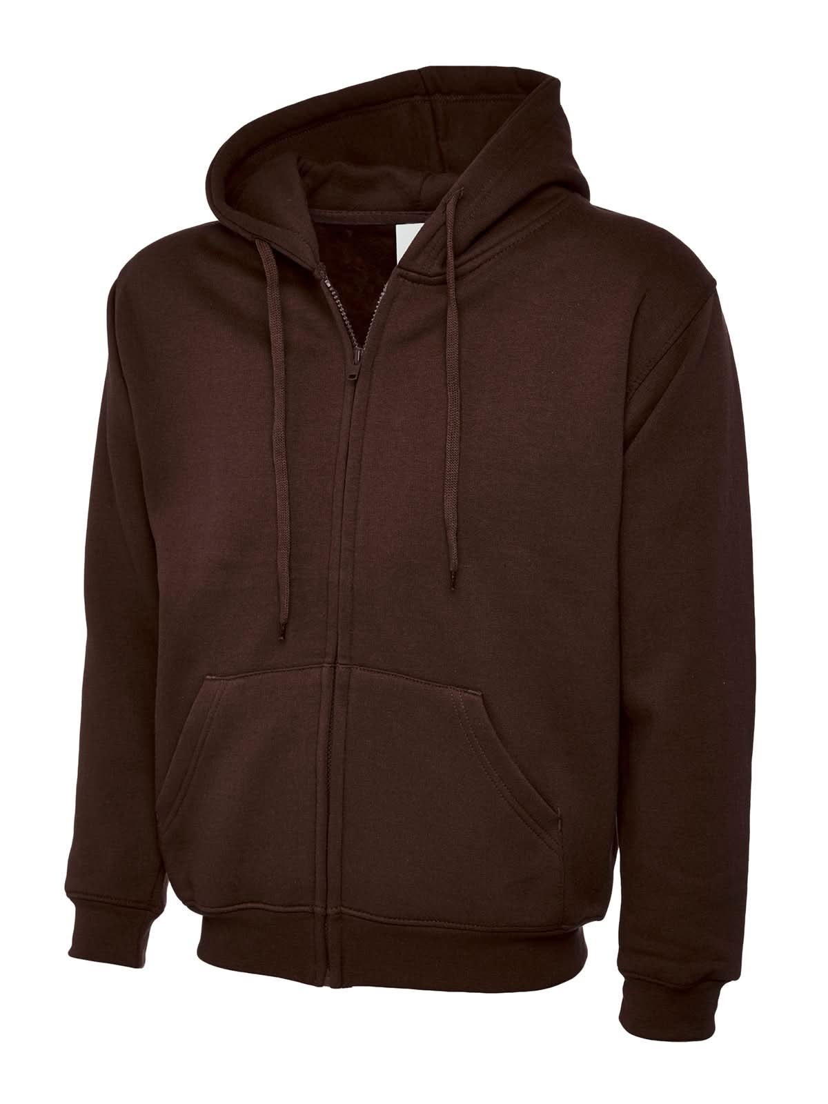 Uneek Adults Classic Full Zip Hooded Sweatshirt UC504 - Brown - Customisable Sweatshirts