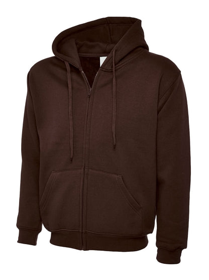 Uneek Adults Classic Full Zip Hooded Sweatshirt UC504 - Brown - Customisable Sweatshirts