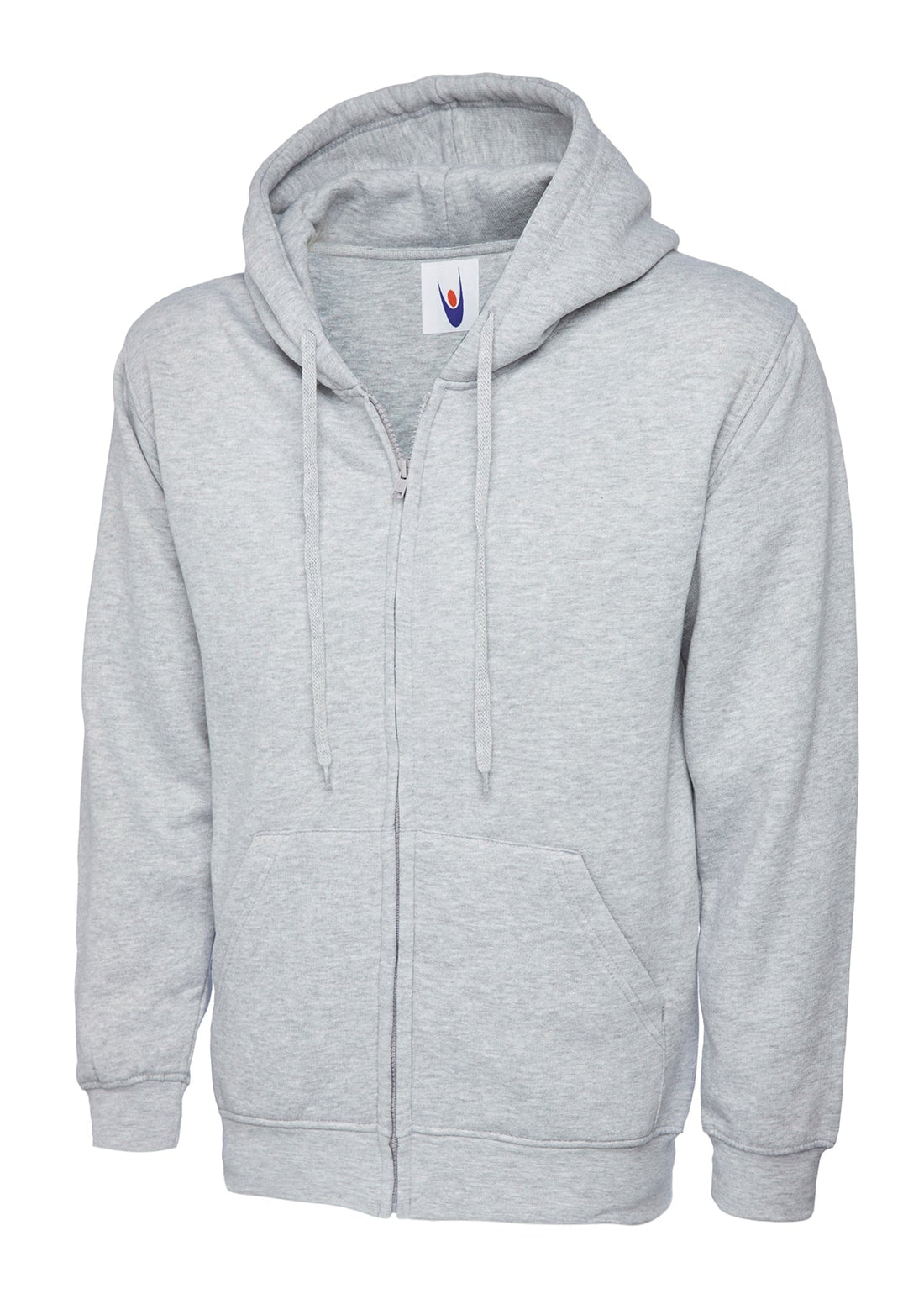 Adults Classic Full Zip Hooded Sweatshirt - UC504 - Heather Grey - Customisable Sweatshirts