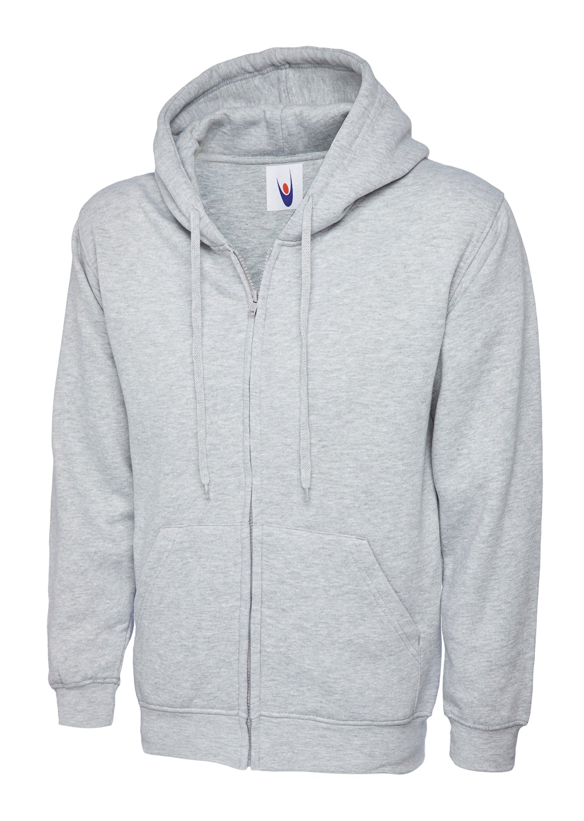 Adults Classic Full Zip Hooded Sweatshirt - UC504 - Heather Grey - Customisable Sweatshirts