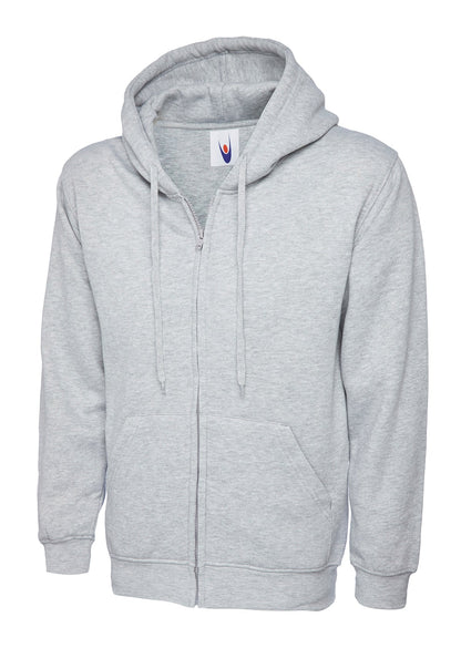 Adults Classic Full Zip Hooded Sweatshirt - UC504 - Heather Grey - Customisable Sweatshirts