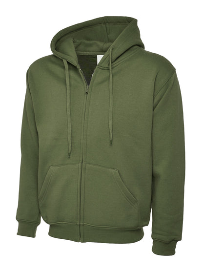 Adults Classic Full Zip Hooded Sweatshirt - UC504 - Olive - Customisable Sweatshirts