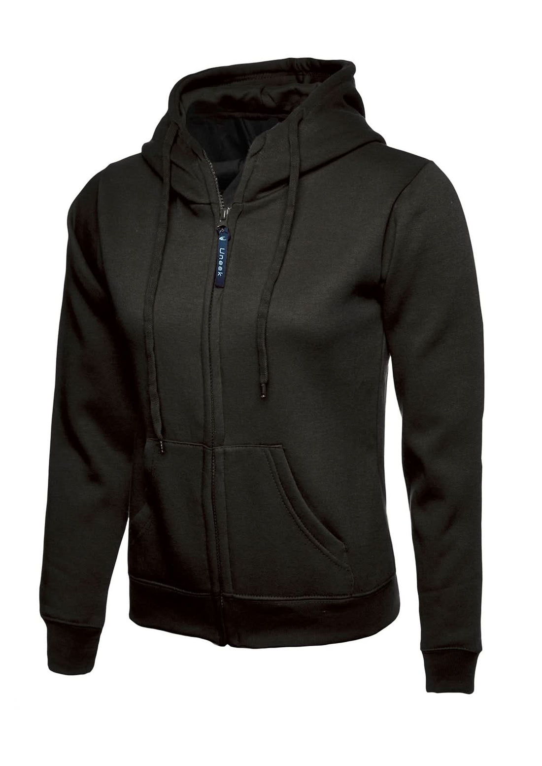 Uneek Ladies Classic Full Zip Hooded Sweatshirt UC505 - Black - Customisable Sweatshirts