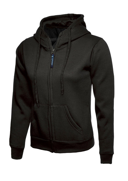 Ladies Classic Full Zip Hooded Sweatshirt - UC505 - Black - Customisable Sweatshirts