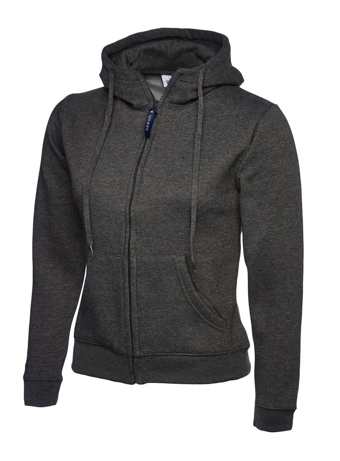 Uneek Ladies Classic Full Zip Hooded Sweatshirt UC505 - Charcoal - Customisable Sweatshirts
