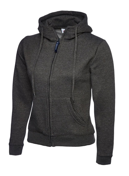 Uneek Ladies Classic Full Zip Hooded Sweatshirt UC505 - Charcoal - Customisable Sweatshirts