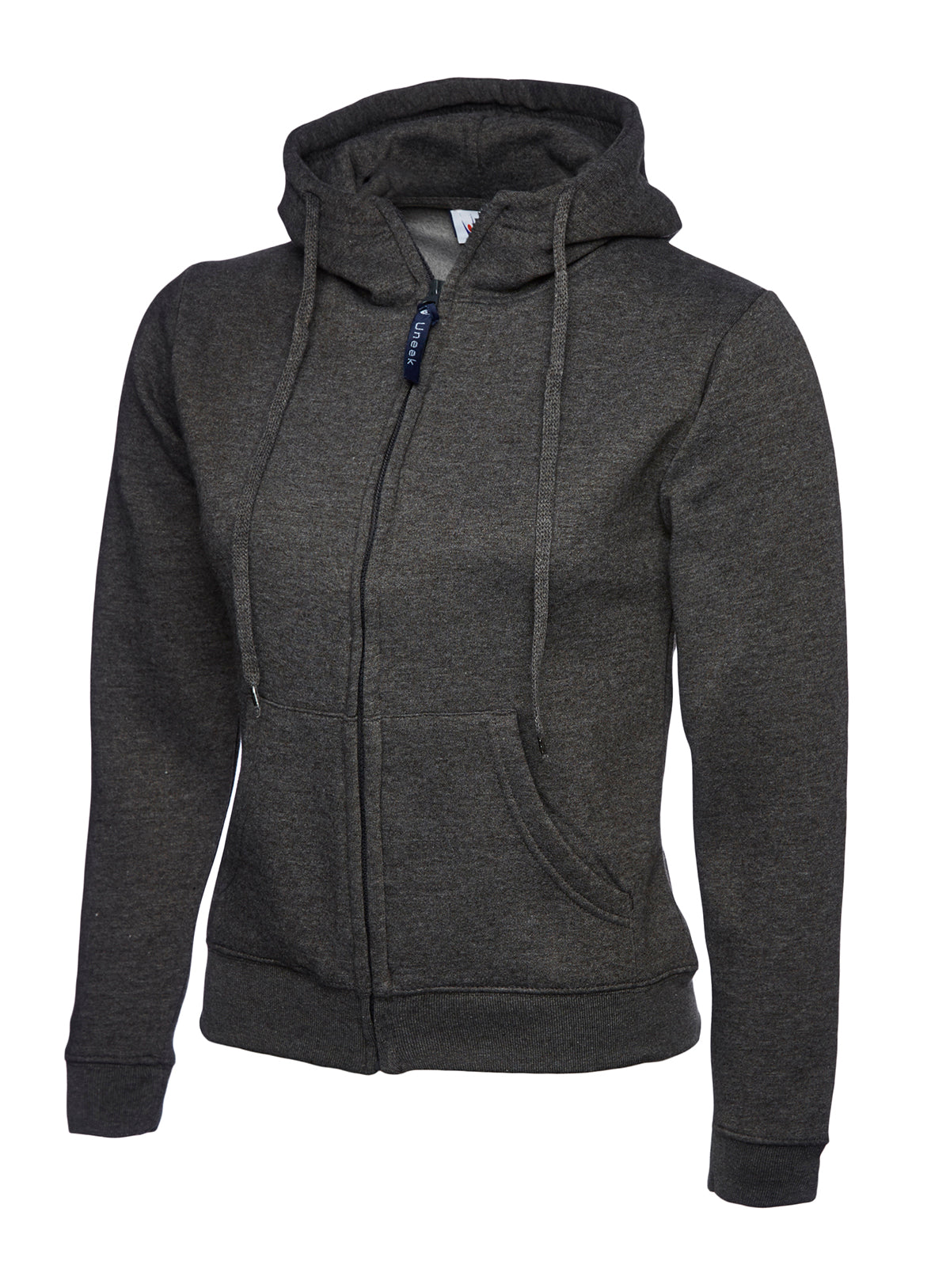 Ladies Classic Full Zip Hooded Sweatshirt - UC505 - Charcoal - Customisable Sweatshirts