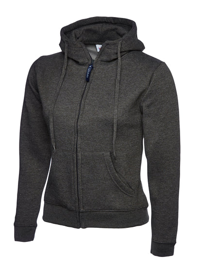 Ladies Classic Full Zip Hooded Sweatshirt - UC505 - Charcoal - Customisable Sweatshirts