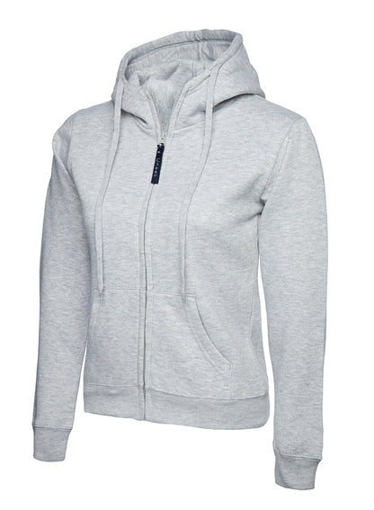 Ladies Classic Full Zip Hooded Sweatshirt - UC505 - Heather Grey - Customisable Sweatshirts