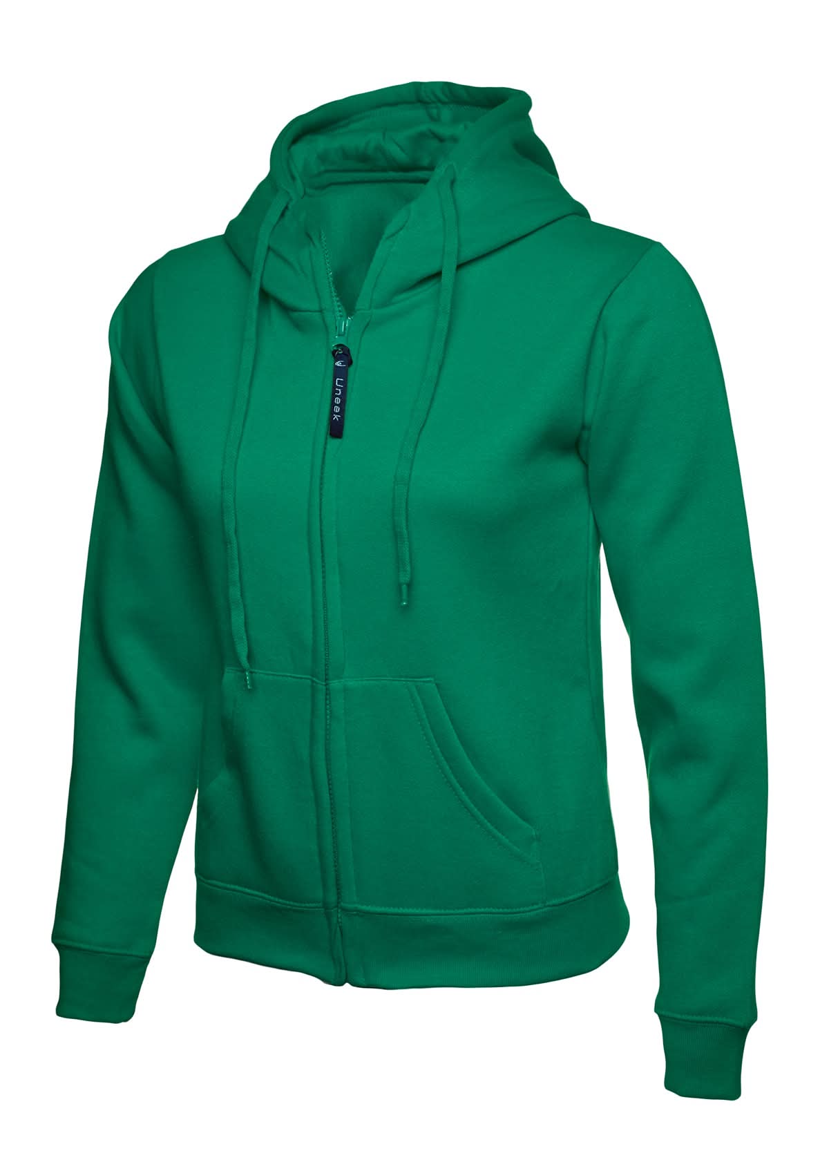 Uneek Ladies Classic Full Zip Hooded Sweatshirt UC505 - Kelly Green - Customisable Sweatshirts