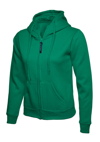Ladies Classic Full Zip Hooded Sweatshirt - UC505 - Kelly Green - Customisable Sweatshirts
