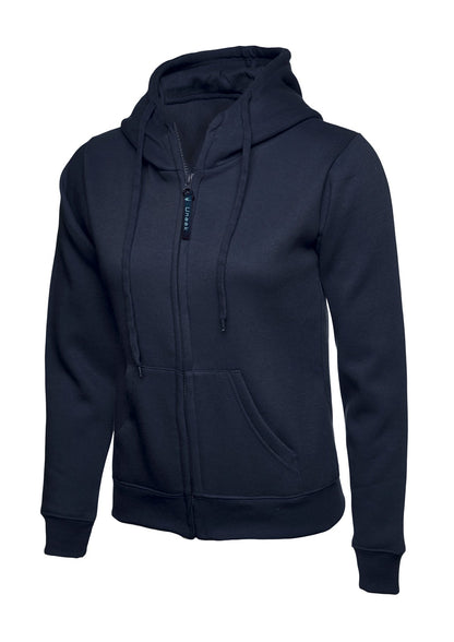 Ladies Classic Full Zip Hooded Sweatshirt - UC505 - Navy - Customisable Sweatshirts