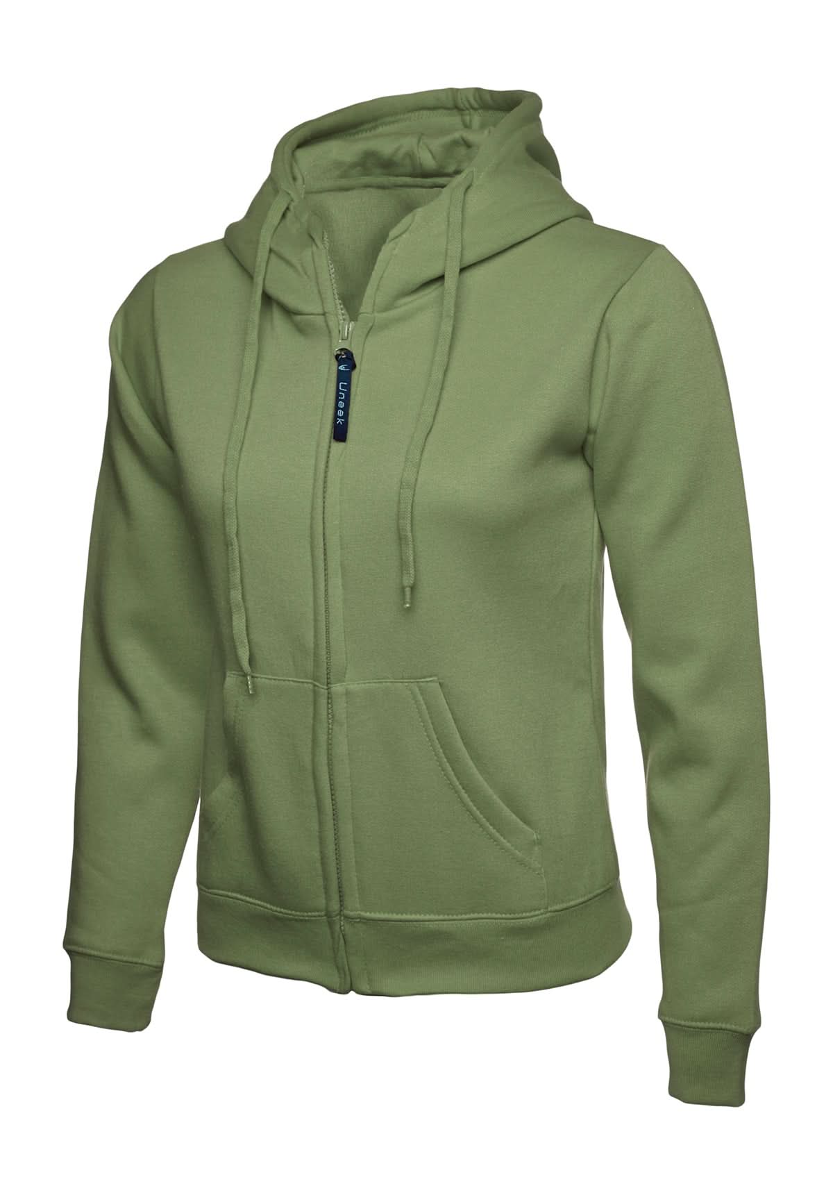 Uneek Ladies Classic Full Zip Hooded Sweatshirt UC505 - Olive - Customisable Sweatshirts