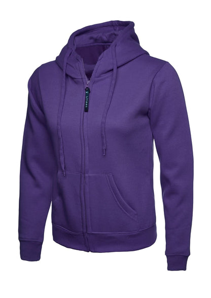 Uneek Ladies Classic Full Zip Hooded Sweatshirt UC505 - Purple - Customisable Sweatshirts