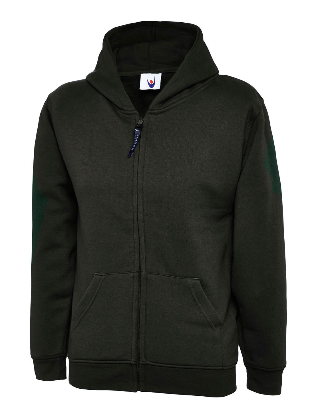 Uneek Childrens Classic Full Zip Hooded Sweatshirt UC506 - Black - Customisable Sweatshirts