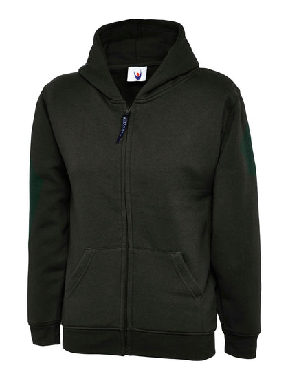 Uneek Childrens Classic Full Zip Hooded Sweatshirt UC506 - Black - Customisable Sweatshirts