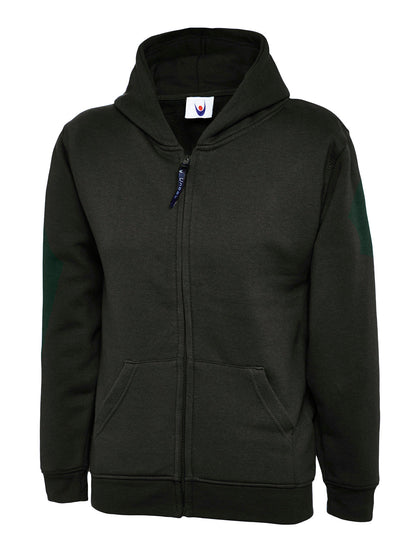 Childrens Classic Full Zip Hooded Sweatshirt - UC506 - Black - Customisable Sweatshirts