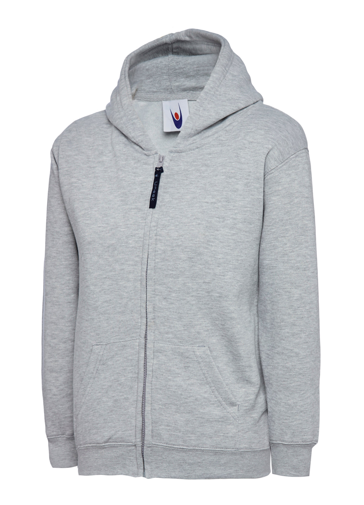 Childrens Classic Full Zip Hooded Sweatshirt - UC506 - Heather Grey - Customisable Sweatshirts
