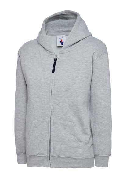 Childrens Classic Full Zip Hooded Sweatshirt - UC506 - Heather Grey - Customisable Sweatshirts
