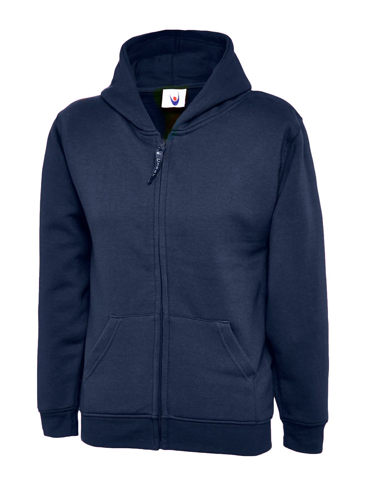 Uneek Childrens Classic Full Zip Hooded Sweatshirt UC506 - Navy - Customisable Sweatshirts
