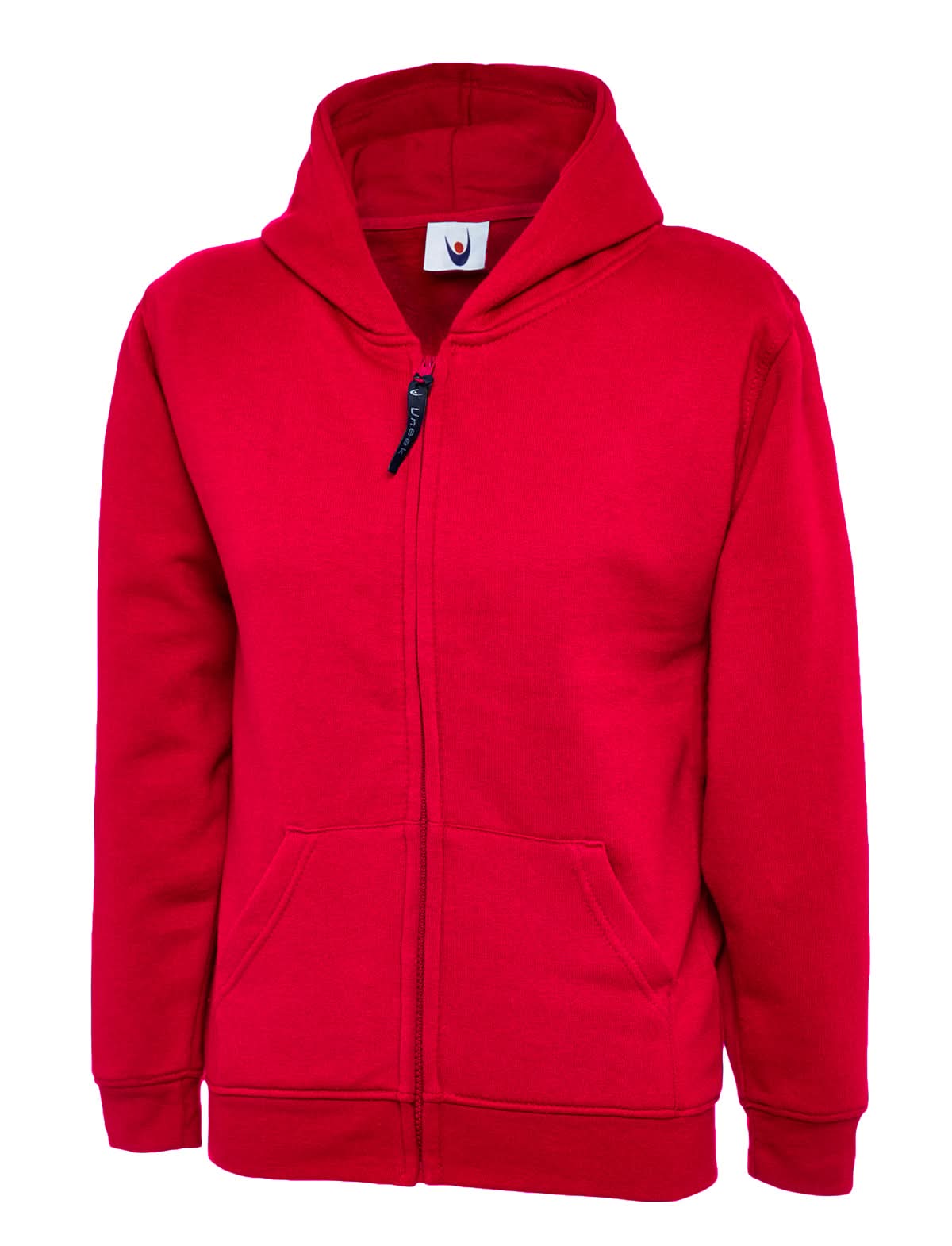 Uneek Childrens Classic Full Zip Hooded Sweatshirt UC506 - Red - Customisable Sweatshirts