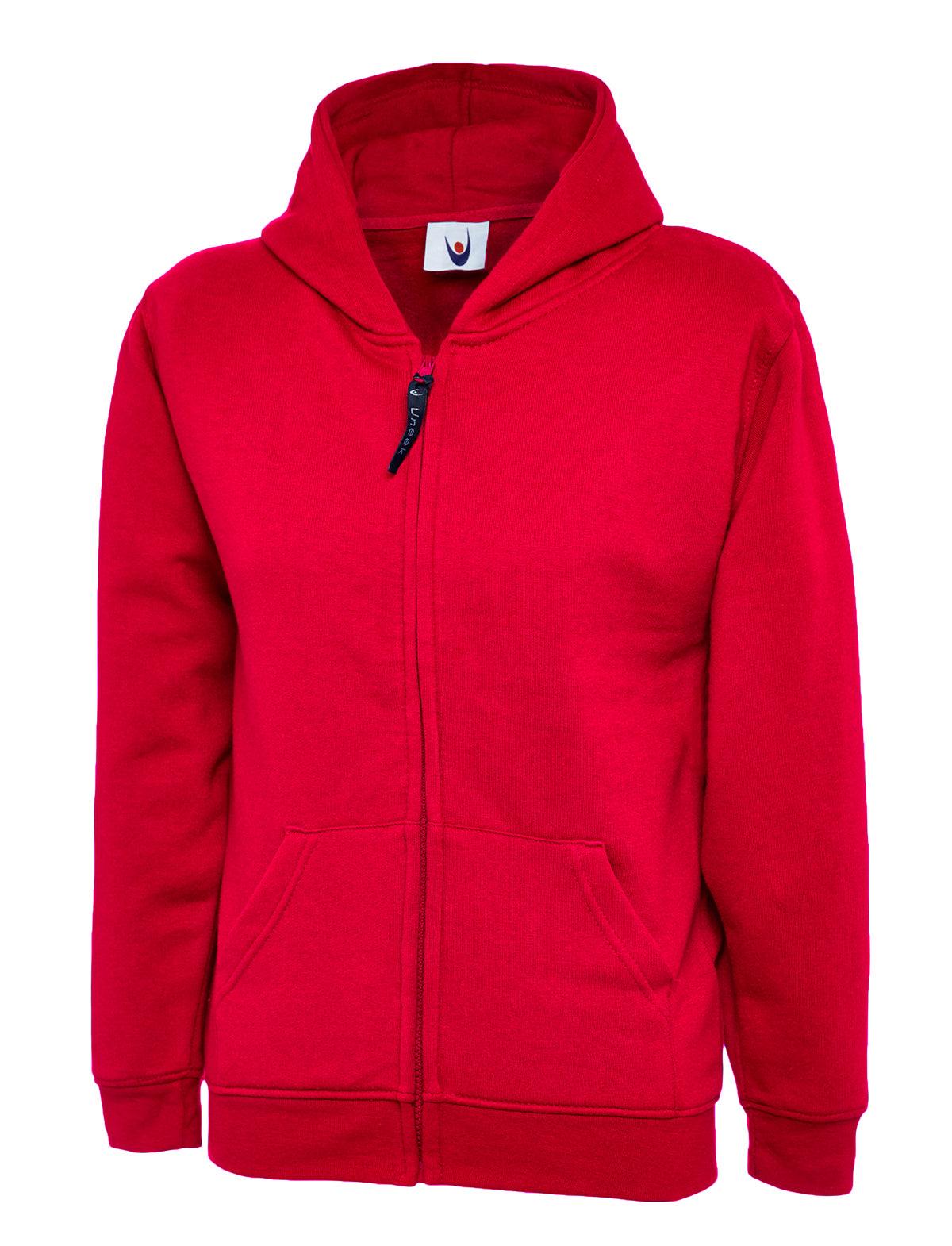 Childrens Classic Full Zip Hooded Sweatshirt - UC506 - Red - Customisable Sweatshirts