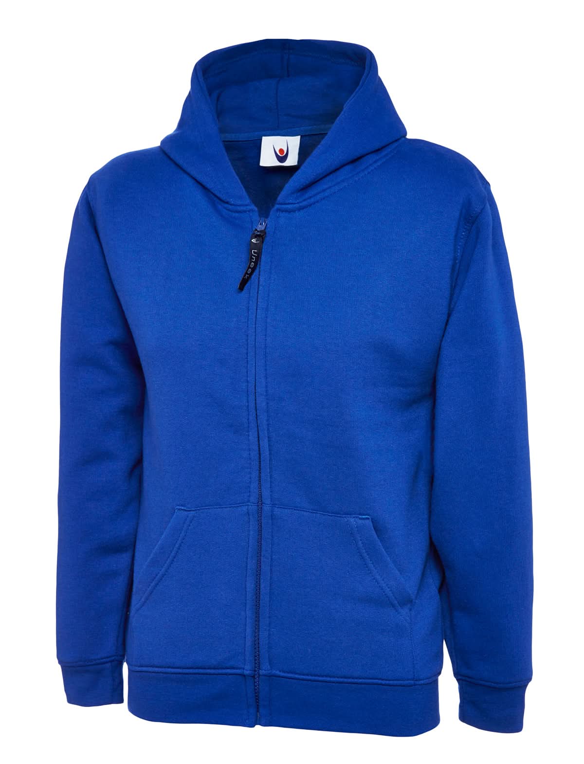 Uneek Childrens Classic Full Zip Hooded Sweatshirt UC506 - Royal - Customisable Sweatshirts