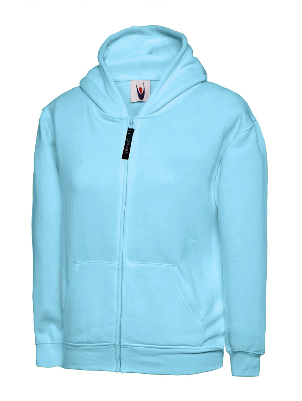Uneek Childrens Classic Full Zip Hooded Sweatshirt UC506 - Sky - Customisable Sweatshirts