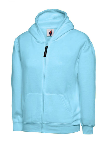 Uneek Childrens Classic Full Zip Hooded Sweatshirt UC506 - Sky - Customisable Sweatshirts