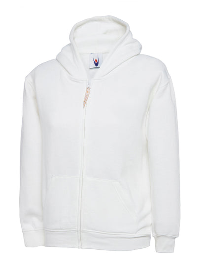 Childrens Classic Full Zip Hooded Sweatshirt - UC506 - White - Customisable Sweatshirts