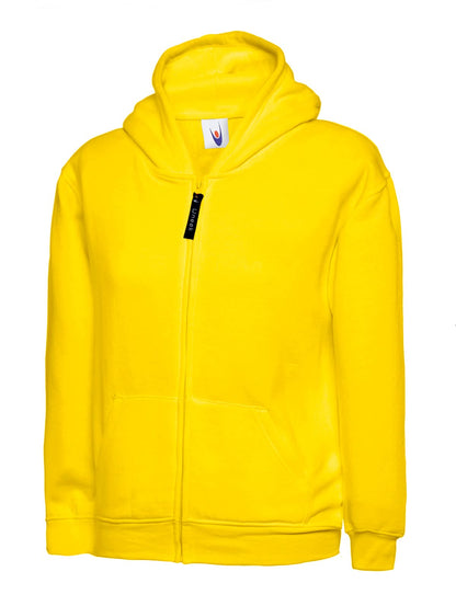 Uneek Childrens Classic Full Zip Hooded Sweatshirt UC506 - Yellow - Customisable Sweatshirts