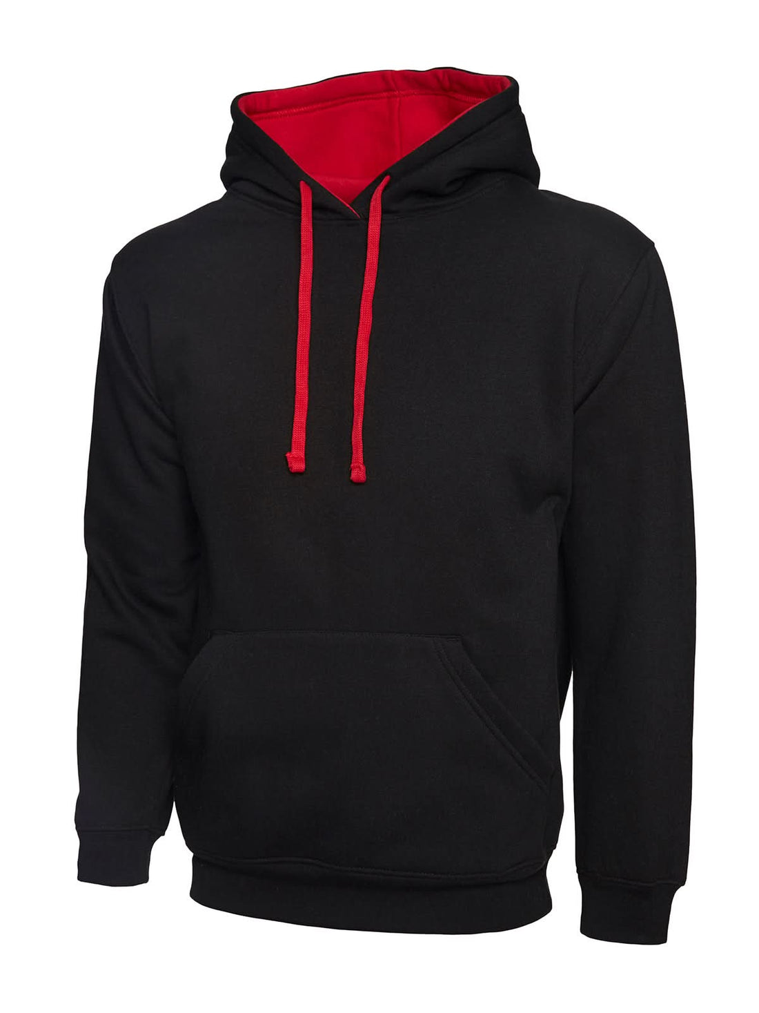 Uneek Contrast Hooded Sweatshirt UC507 - Black Red - Customisable Sweatshirts