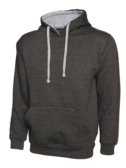Contrast Hooded Sweatshirt - UC507 - Charcoal Heather Grey - Customisable Sweatshirts
