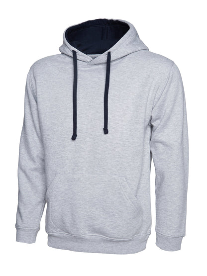 Contrast Hooded Sweatshirt - UC507 - Heather Grey Navy - Customisable Sweatshirts