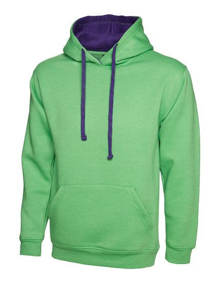 Contrast Hooded Sweatshirt - UC507 - Lime Purple - Customisable Sweatshirts