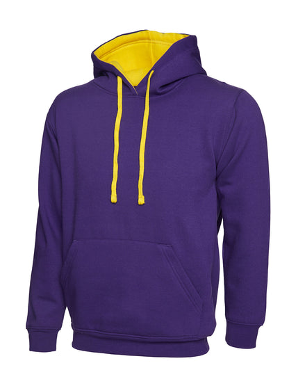 Contrast Hooded Sweatshirt - UC507 - Purple Yellow - Customisable Sweatshirts
