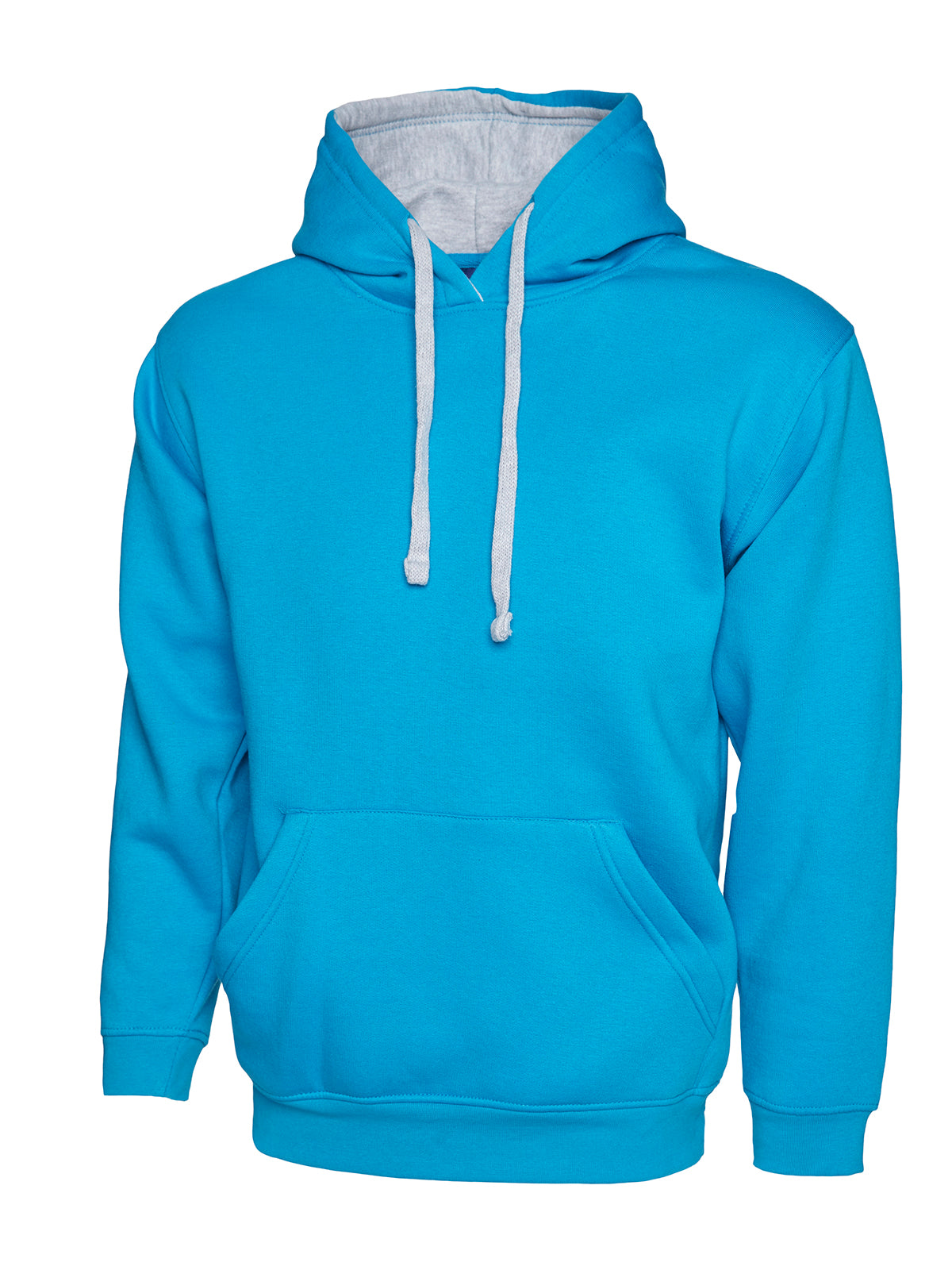 Contrast Hooded Sweatshirt - UC507 - Sapphire Heather Grey - Customisable Sweatshirts