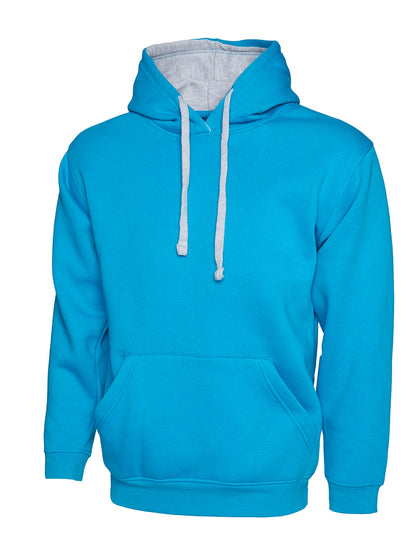 Contrast Hooded Sweatshirt - UC507 - Sapphire Heather Grey - Customisable Sweatshirts
