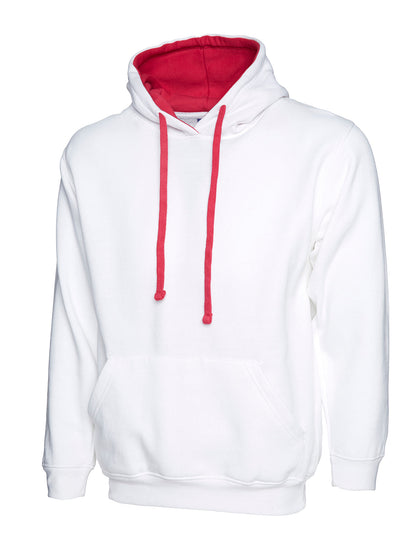 Contrast Hooded Sweatshirt - UC507 - White Fuchsia - Customisable Sweatshirts