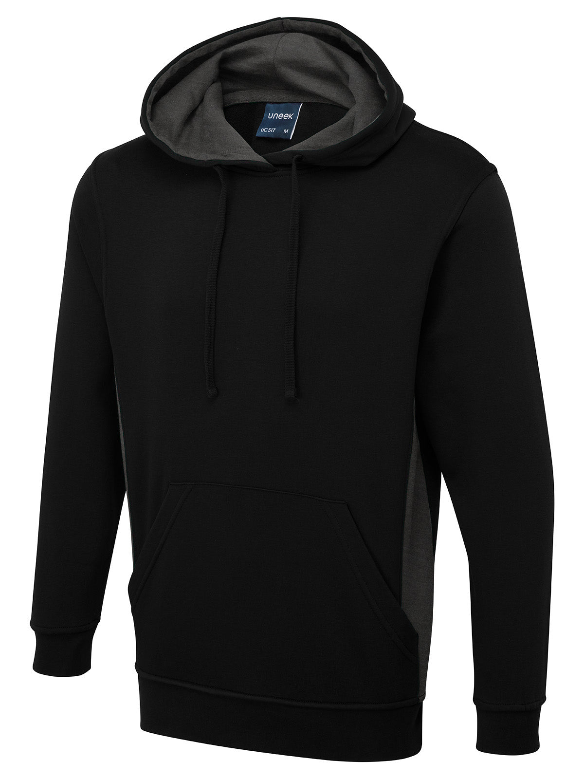 Two Tone Hooded Sweatshirt - UC517 - Black Charcoal - Customisable Sweatshirts
