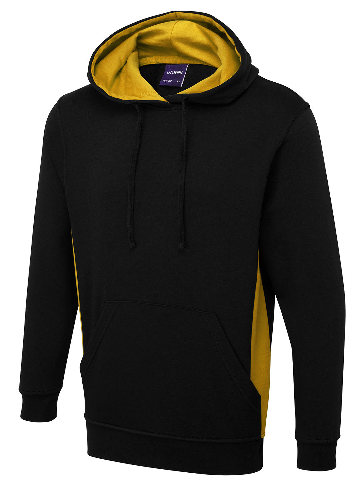 Two Tone Hooded Sweatshirt - UC517 - Black Yellow - Customisable Sweatshirts